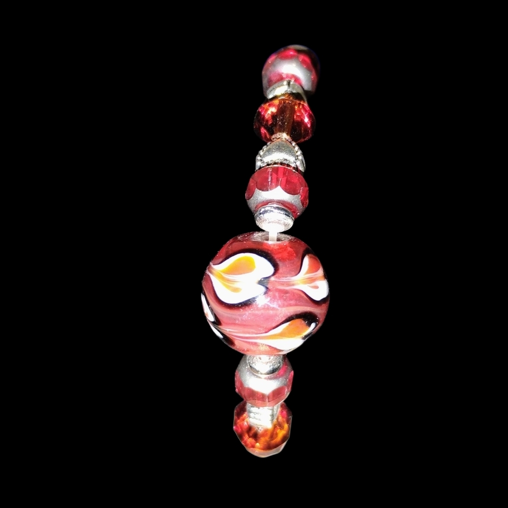 Glass Bead and Silver Bracelet - Picture 1 of 2